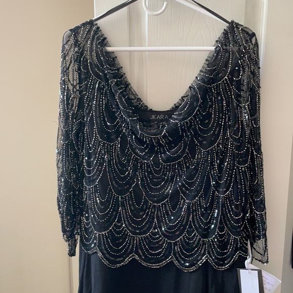 Black Beaded Evening Gown - Picture 2 of 7